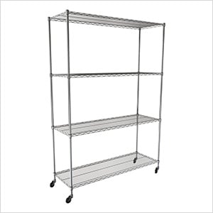 NSF 4-Tier Wire Shelving Rack with Wheels - 60"W x 72"H x 24"D