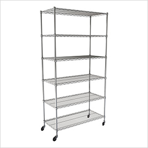 NSF 6-Tier Wire Shelving Rack with Wheels - 48"W x 72"H x 18"D