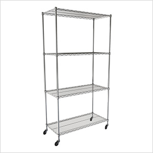 NSF 4-Tier Wire Shelving Rack with Wheels - 48 x 72 x 18