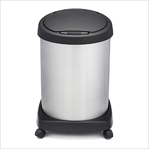 Shop-Can 12 Gallon Stainless Steel Trash Can with Spring Lid and Casters