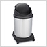 Shop-Can 16 Gallon Stainless Steel Trash Can with Spring Lid and Casters