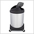 Shop-Can 16 Gallon Stainless Steel Trash Can with Spring Lid and Casters