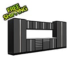NewAge Garage Cabinets PRO Series 3.0 Grey 12-Piece Set with Stainless Steel Tops