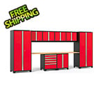 NewAge Garage Cabinets PRO Series Red 10-Piece Set with Bamboo Top