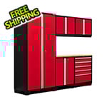NewAge Garage Cabinets PRO Series  Red 6-Piece Set with Bamboo Top