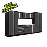 NewAge Garage Cabinets PRO Series 3.0 Grey 9-Piece Set with Stainless Steel Top and LED Lights