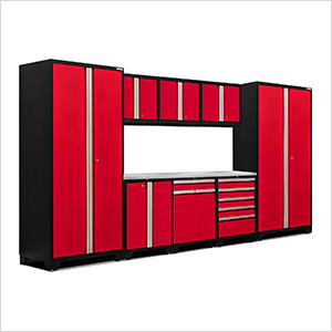 PRO Series 3.0 Red 9-Piece Set with Stainless Steel Top and LED Lighting