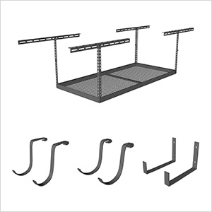 4'x6' Overhead Storage 18"-33" Drop Combo (Includes 2 Racks and 18 Hooks)