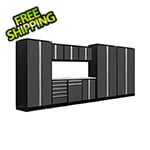 NewAge Garage Cabinets PRO Series 3.0 Grey 10-Piece Set with Stainless Steel Top and LED Lights