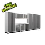 NewAge Garage Cabinets PRO Series 3.0 White 10-Piece Set with Stainless Steel Top and LED Lights