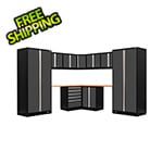 NewAge Garage Cabinets PRO Series Grey 12-Piece Corner Set with Bamboo Tops