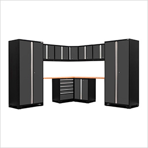 PRO Series Grey 12-Piece Corner Set with Bamboo Tops and LED Lights