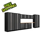 NewAge Garage Cabinets PRO Series 3.0 Grey 12-Piece Set with Bamboo Tops and LED Lights