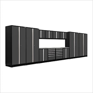 PRO Series Grey 14-Piece Set with Stainless Steel Tops and LED Lights
