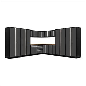 PRO Series Grey 16-Piece Corner Set with Bamboo Tops and LED Lights