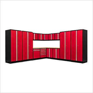 PRO Series 3.0 Red 16-Piece Corner Set with Bamboo Tops and LED Lights