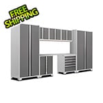 NewAge Garage Cabinets PRO Series 3.0 White 8-Piece Set with Stainless Steel Top and LED Lights