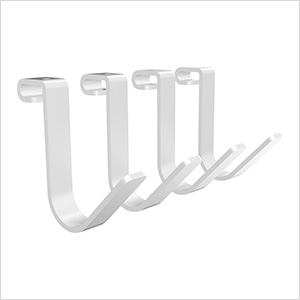 White Storage Rail Hook (4-Pack)