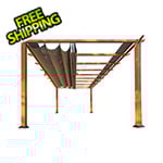 Paragon Outdoor 11 x 16 ft. Florence Soft Top Aluminum Pergola (Canadian Wood / Cocoa Canopy)