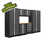 NewAge Garage Cabinets BOLD Series 3.0 Grey 7-Piece Set with Bamboo Top