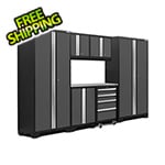 NewAge Garage Cabinets BOLD Series 3.0 Grey 7-Piece Set with Stainless Steel Top and LED Lights