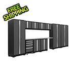 NewAge Garage Cabinets BOLD Series 3.0 Grey 12-Piece Set with Stainless Steel Top and LED Lights