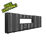 NewAge Garage Cabinets BOLD Series 3.0 Grey 14-Piece Set with Stainless Steel Top and LED Lights