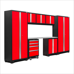 BOLD Series Red 8-Piece Set with Stainless Steel Top
