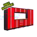 NewAge Garage Cabinets BOLD Series 3.0 Red 9-Piece Set with Bamboo Top