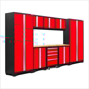 BOLD Series Red 9-Piece Set with Bamboo Top and LED Lights