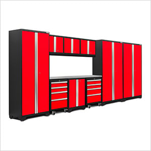 BOLD Series Red 10-Piece Set with Stainless Steel Top
