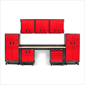 Premier 14-Piece Red Garage Cabinet Set