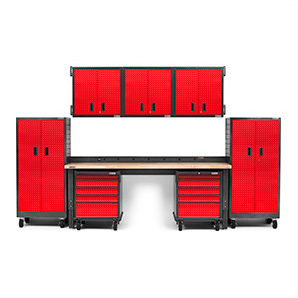Premier 14-Piece Red Garage Cabinet System