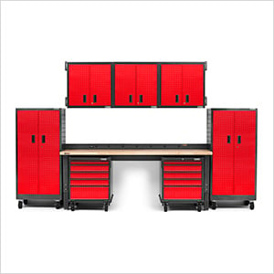 Premier 14-Piece Red Garage Cabinet System