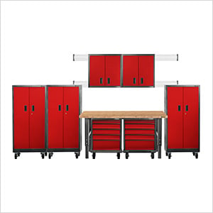 Premier 13-Piece Red Garage Cabinet System