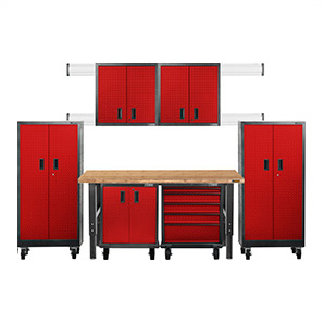 Premier 12-Piece Red Garage Cabinet Set