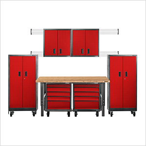 Premier 12-Piece Red Garage Cabinet System