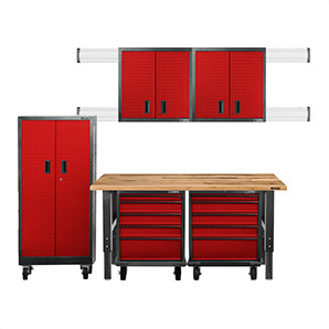 Premier 11-Piece Red Garage Cabinet System