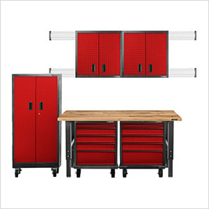 Premier 11-Piece Red Garage Cabinet System