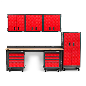 Premier 13-Piece Red Garage Cabinet System