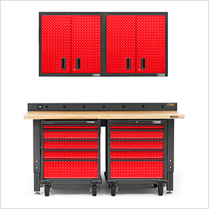 Premier 6-Piece Red Garage Cabinet System