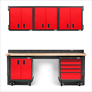 Premier 12-Piece Red Garage Cabinet Set