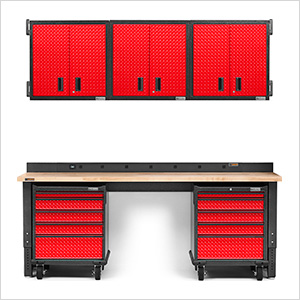 Premier 12-Piece Red Garage Cabinet System