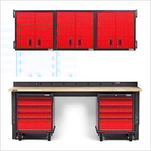 Premier 12-Piece Red Garage Cabinet System