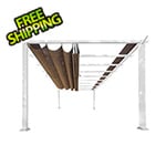 Paragon Outdoor 11 x 16 ft. Florence Soft Top Aluminum Pergola (White Frame / Cocoa Canopy)