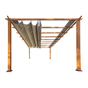 11 x 16 ft. Soft Top Aluminum Pergola (Canadian Wood / Sand Canopy)