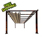 Paragon Outdoor 11 x 16 ft. Florence Soft Top Aluminum Pergola (Chilean Wood / Sand Canopy)