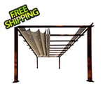 Paragon Outdoor 11 x 16 ft. Soft Top Aluminum Pergola (Chilean Wood / Sand Canopy)