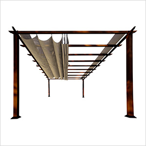 11 x 16 ft. Soft Top Aluminum Pergola (Chilean Wood / Sand Canopy)