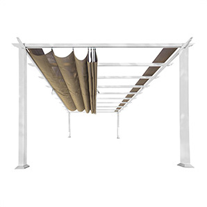 11 x 16 ft. Soft Top Aluminum Pergola (White Frame / Sand Canopy)